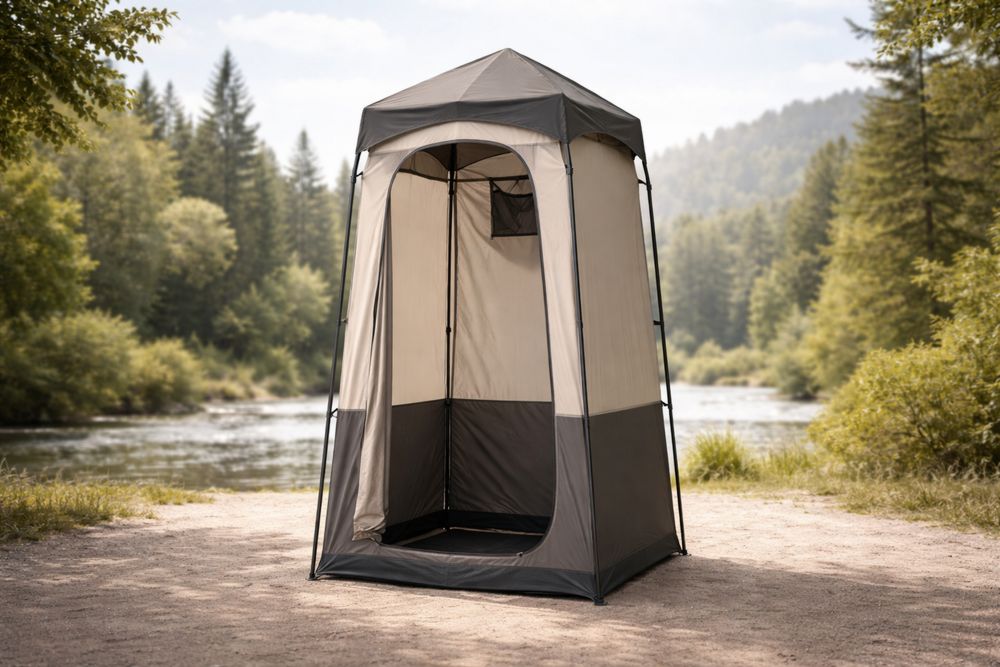 Outdoor Shower Tent Beige Polyester Privacy Shelter