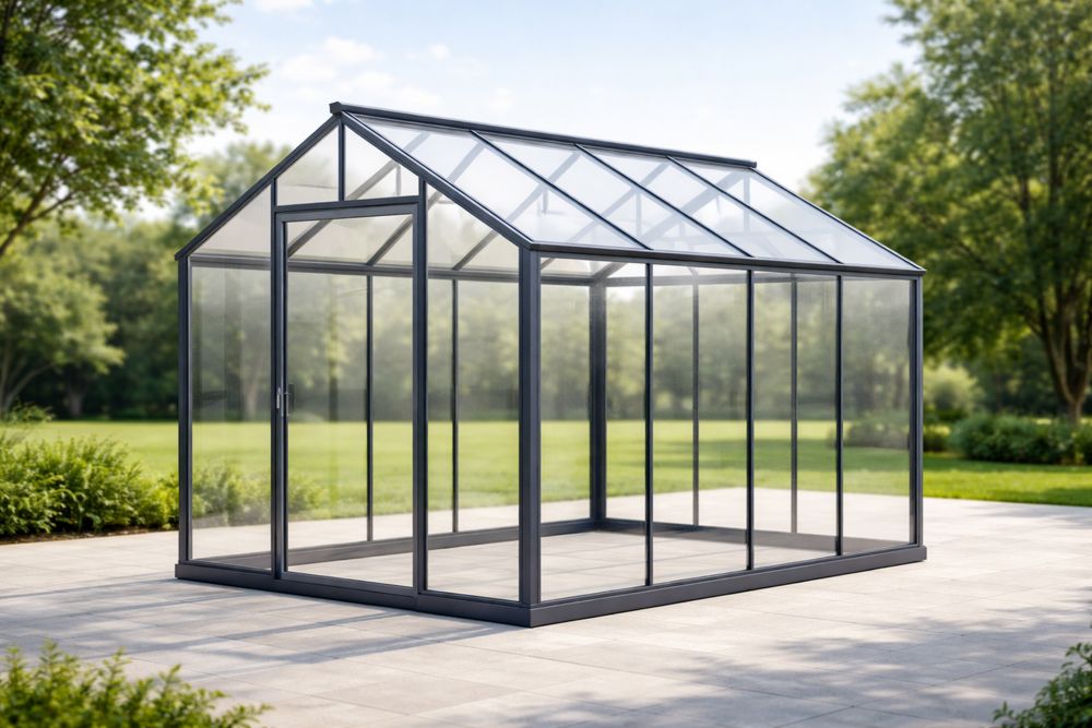Glass Greenhouse with Aluminum Frame Tempered Glass Panels 300cm x 200cm x 250cm