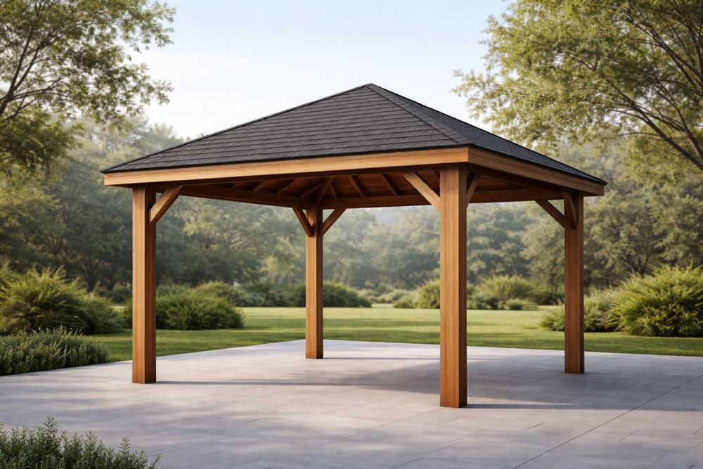 Wood Outdoor Gazebo with Asphalt Roof