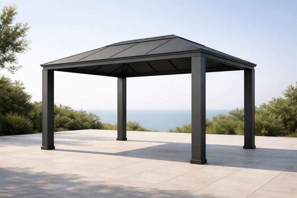 Outdoor Gazebo Steel Frame 3m x 3m×2.5m Black  Structure