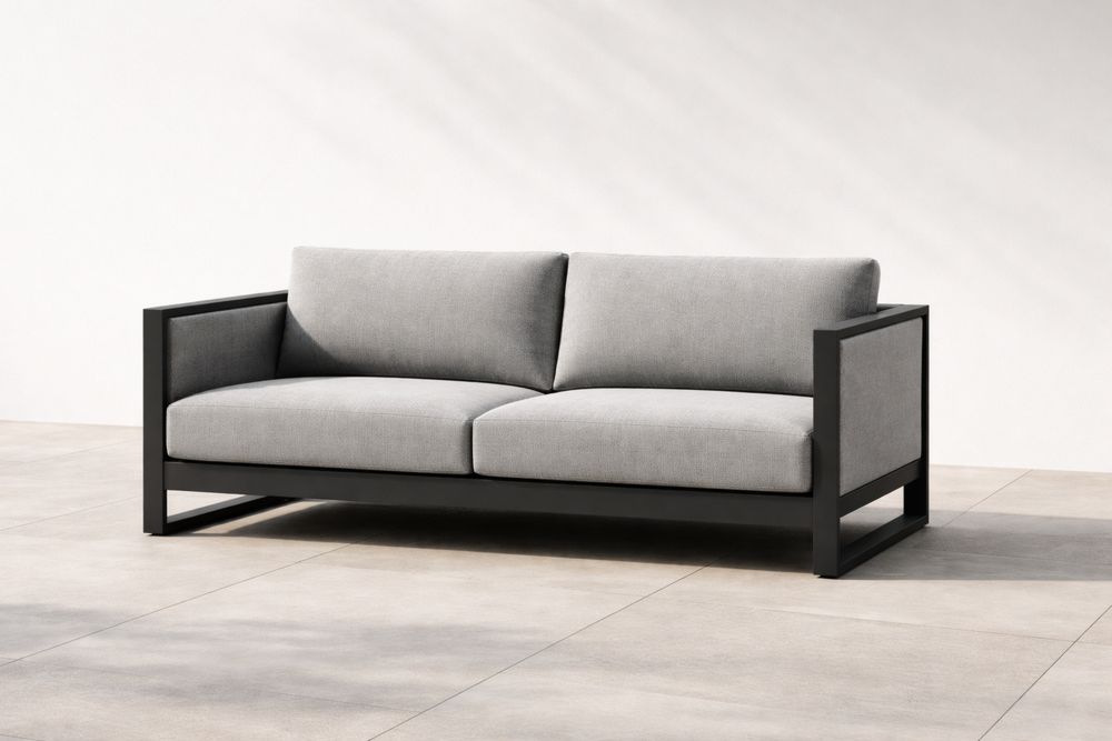 Modern Grey Fabric Sofa with Metal Frame