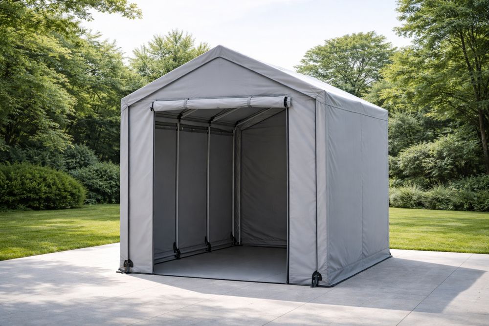 Outdoor Storage Shelter Gray Polyethylene Steel Frame 3m x 3.6m x 2.4m