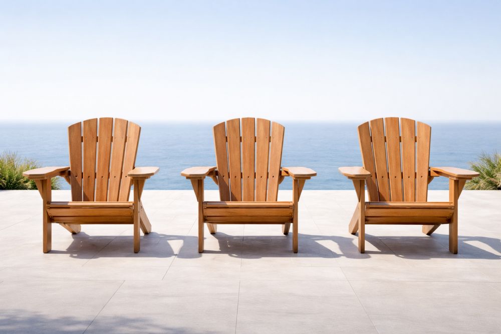 Outdoor Teak Adirondack Chairs Set of 3