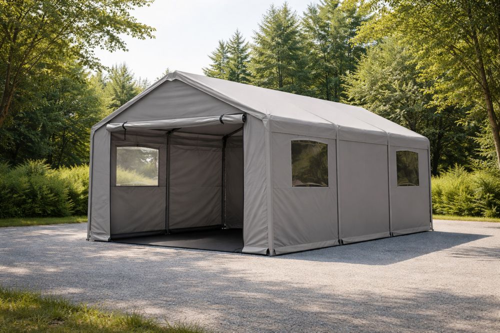 Gray Steel Frame PVC Outdoor Storage Tent Shelter 600x300x250 cm