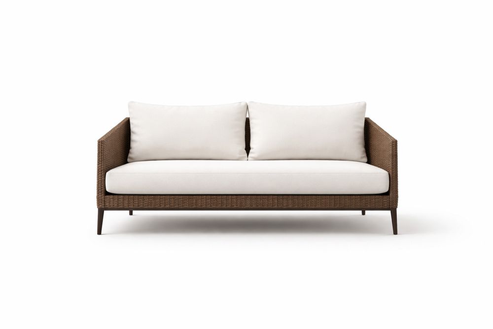 Outdoor Wicker Loveseat Brown PE Rattan with Polyester Cushions