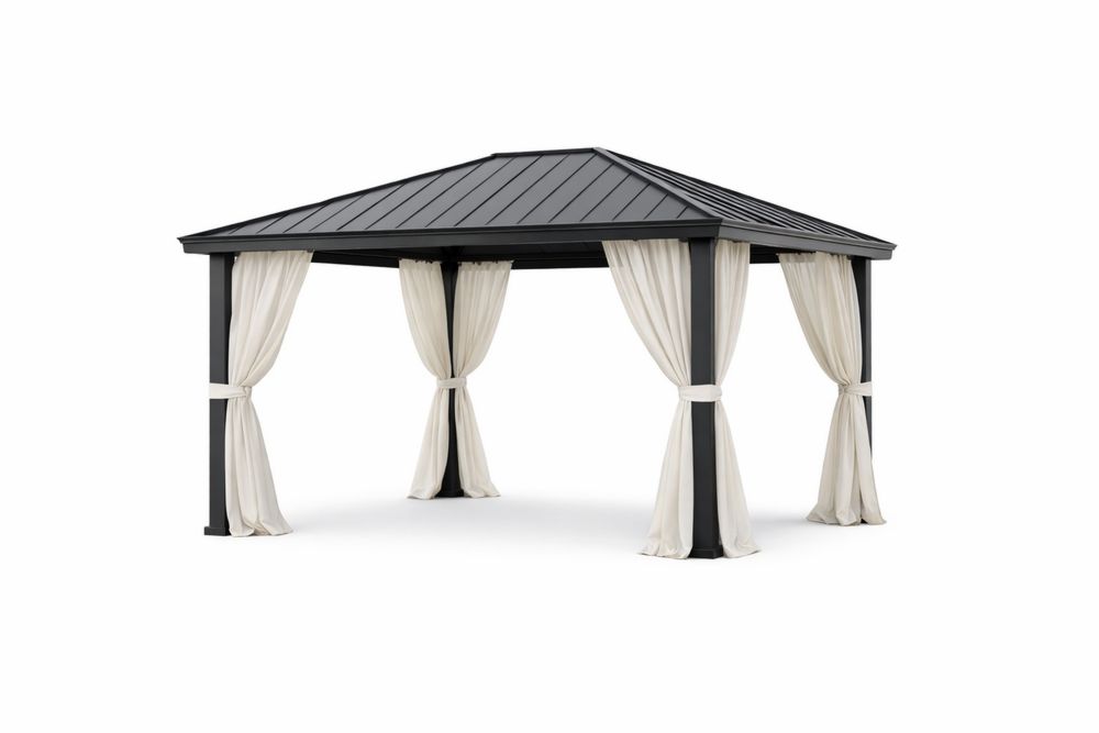 Outdoor Gazebo with Aluminum Frame and Polyester Curtains