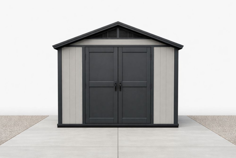 Outdoor Resin Storage Shed with Ventilated Double Doors 244cm x 191cm x 227cm
