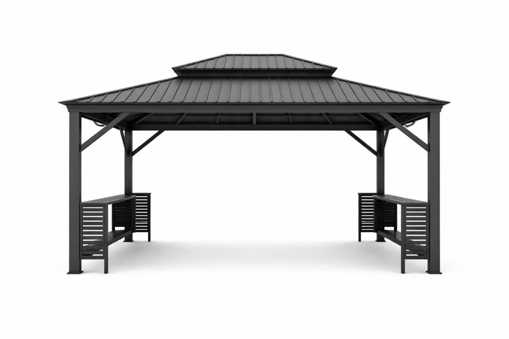 Outdoor Gazebo with Steel Frame and Steel Roof