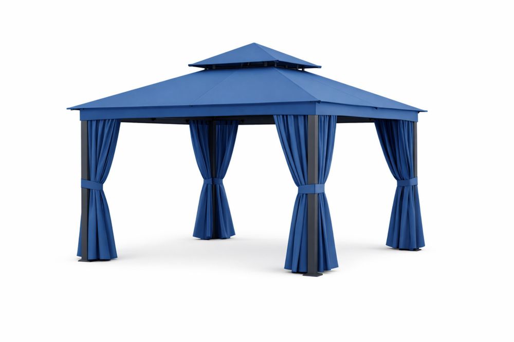 Outdoor Gazebo Steel Frame Blue Polyester