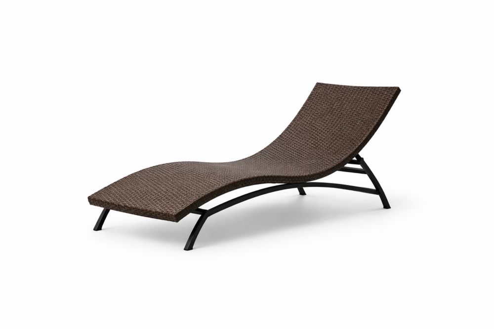 Outdoor Chaise Lounge with Brown Wicker and Steel Frame