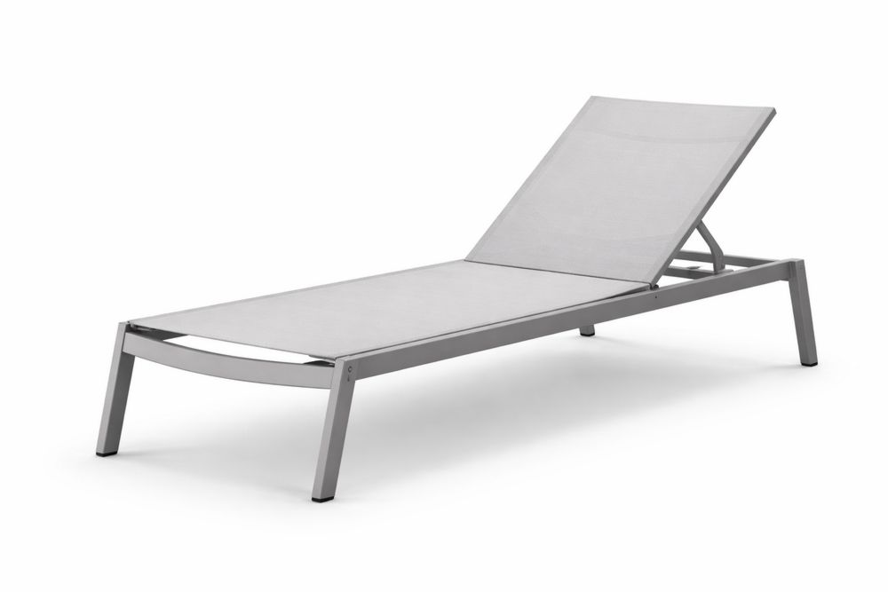 Gray Aluminum Outdoor Adjustable Sun Lounger with Textilene Mesh