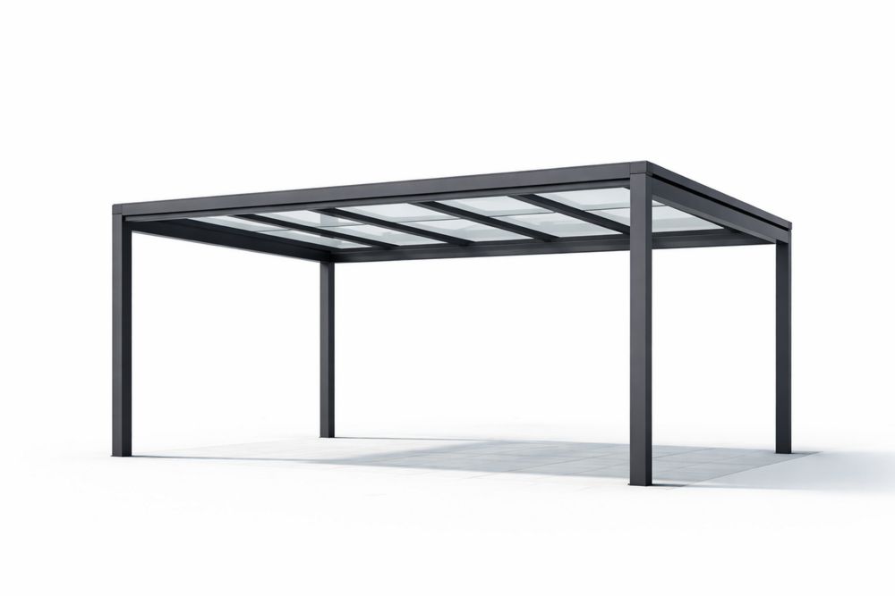Outdoor Aluminum Gazebo with Tempered Glass Roof 400cm x 300cm x 250cm