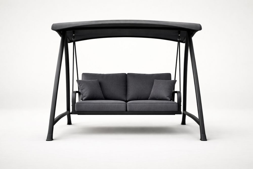 Outdoor Swing Chair Steel Frame with Dark Gray Cushions