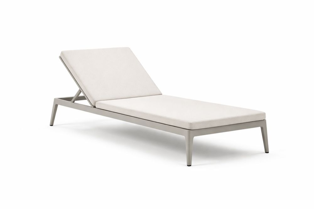 Outdoor Chaise Lounge Aluminum Frame Beige
