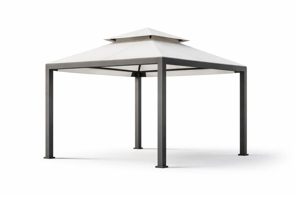 Outdoor Gazebo with Steel Frame and Polyester Canopy in White
