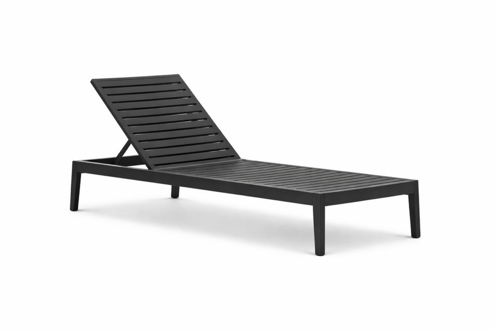 Outdoor Aluminum Chaise Lounge Chair Black Aluminum Slats