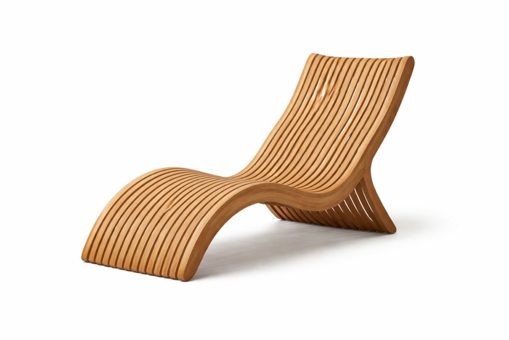 Solid Teak Wood Curved Lounger Chair