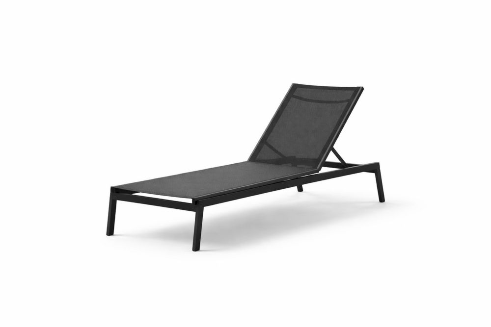 Aluminum Outdoor Chaise Lounge Chair with Mesh Fabric Adjustable Backrest