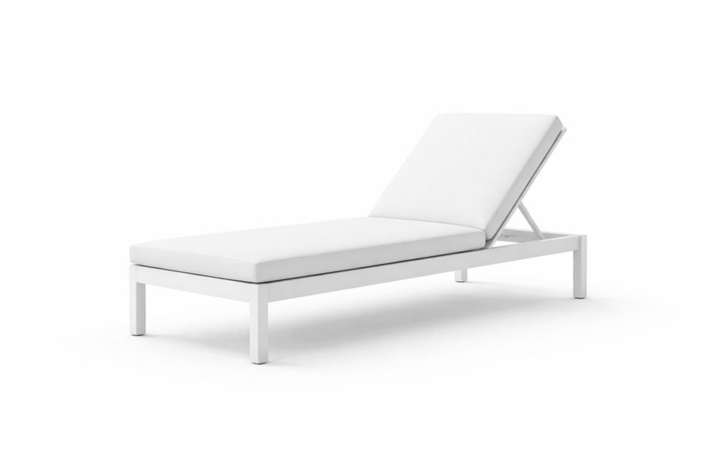 Outdoor Adjustable White Aluminum Chaise Lounge