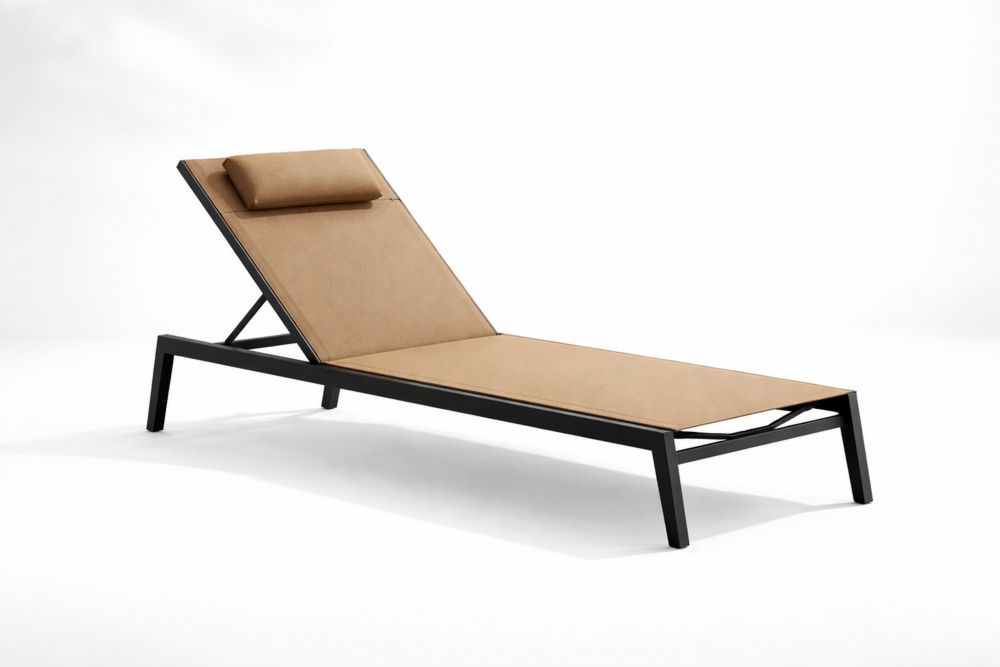Outdoor Aluminum Sun Lounger with Beige Textilene Fabric