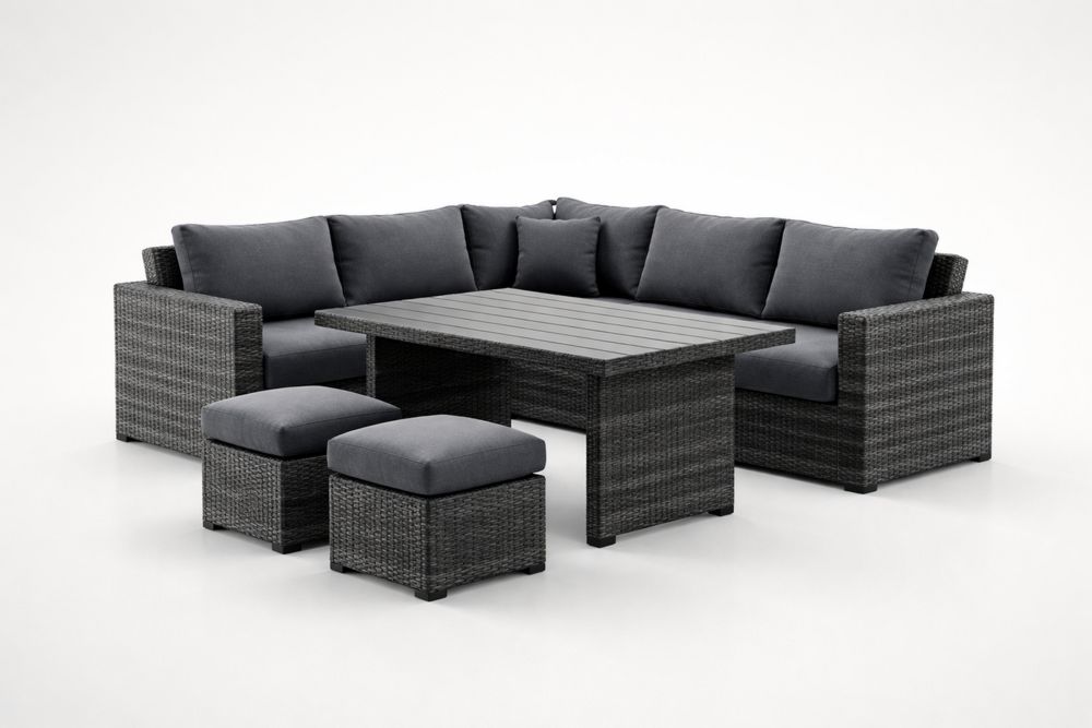 Outdoor Wicker Patio Furniture Set with Cushions and Table