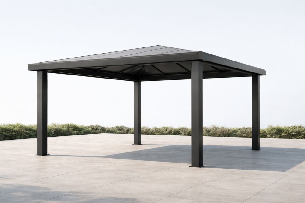 Outdoor Gazebo Black Aluminum Frame Square 3x3x2.5m