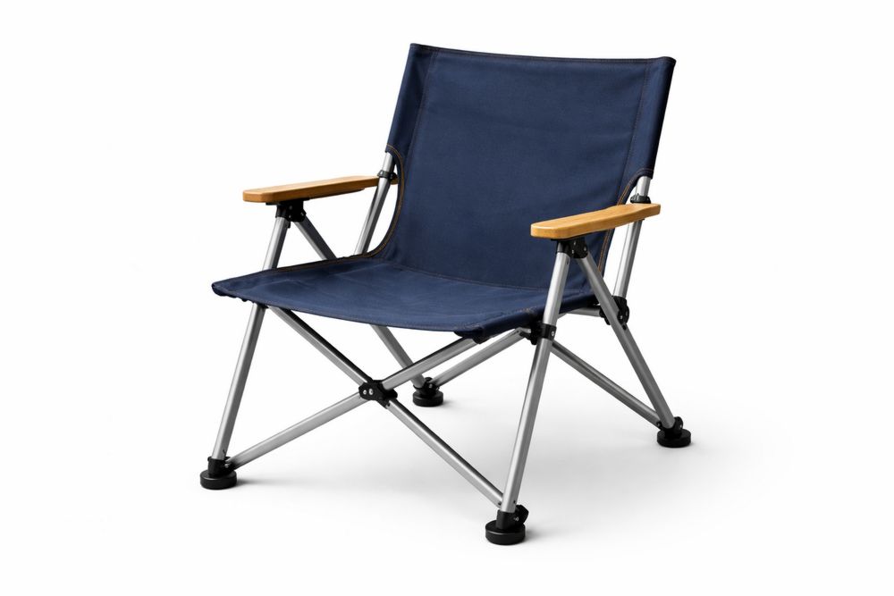 Folding Camping Chair Blue Polyester Aluminum solid wood Armrests