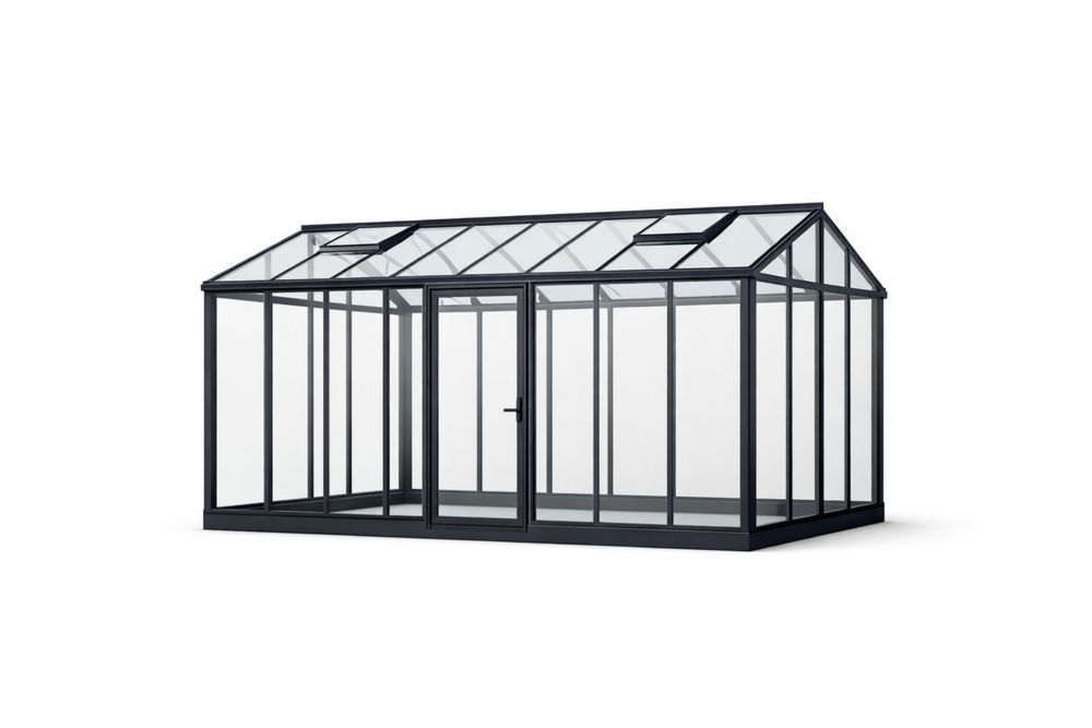 Black Aluminum Tempered Glass Greenhouse 300cm x 250 x 220cm