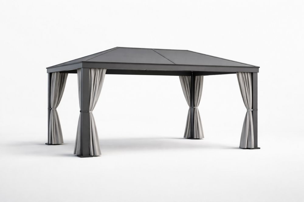 Outdoor Gazebo Aluminum Frame with Polyester Curtains Grey