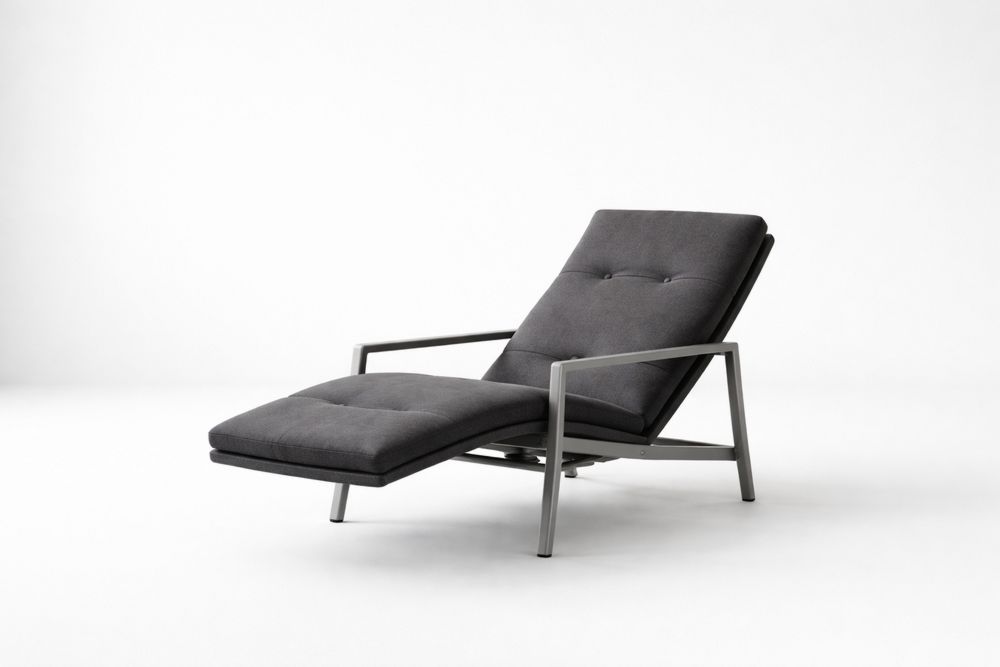 Adjustable Gray Polyester Sun Lounger with Steel Frame