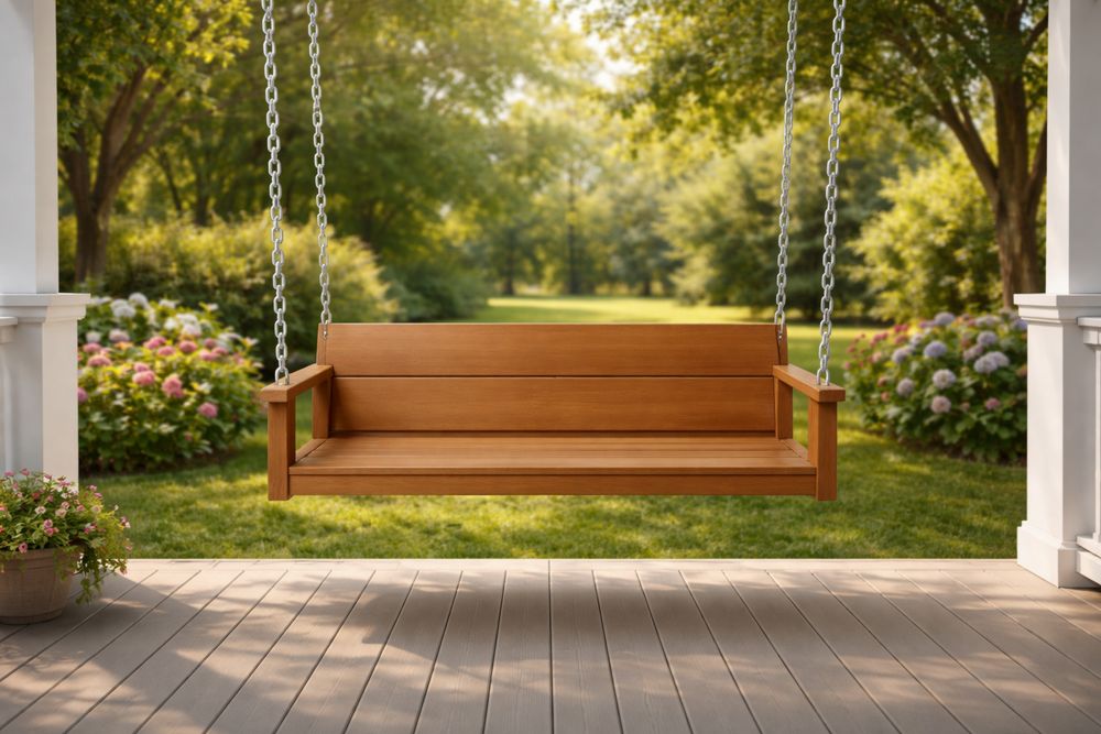 Solid Wood Porch Swing with Chains Brown 150x60x55 cm