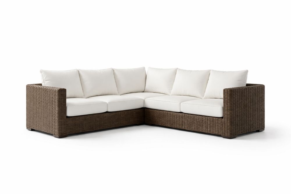 Synthetic Wicker Outdoor Sectional Sofa with Cushions