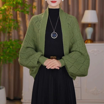 【Versatile Clothing】Plaid Knit Shawl Cardigan