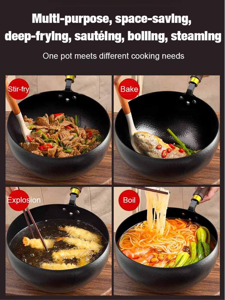 [Pre-seasoned before shipping] Iwate Japan · Hand-forged wrought iron wok