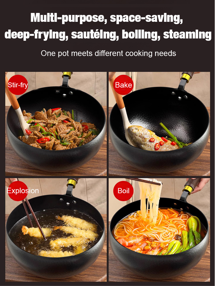 [Pre-seasoned before shipping] Iwate Japan · Hand-forged wrought iron wok