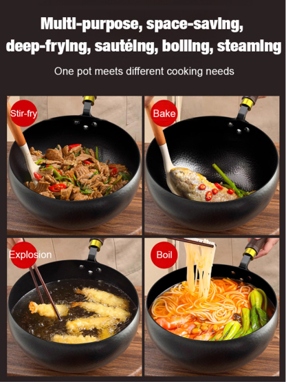 [Pre-seasoned before shipping] Iwate Japan · Hand-forged wrought iron wok