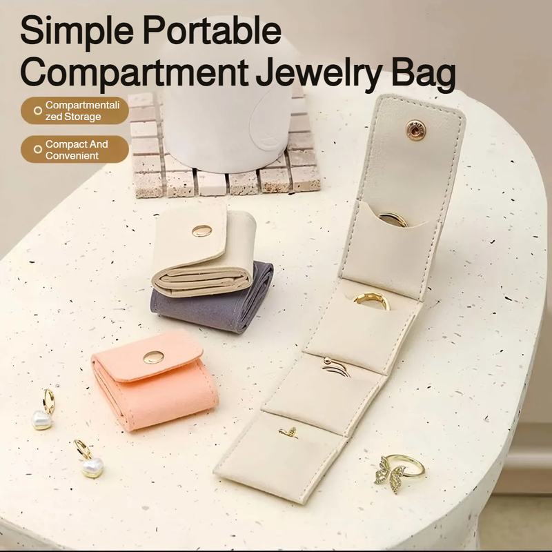 Microfiber leather light luxury compartment jewelry storage bag