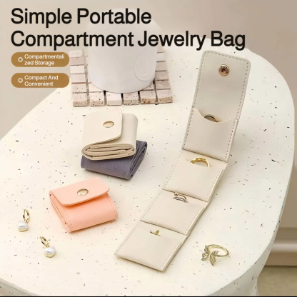 Microfiber leather light luxury compartment jewelry storage bag