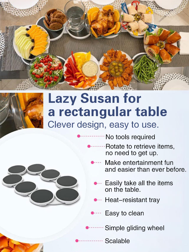 [For your dining experience] Expandable long table rotating tray