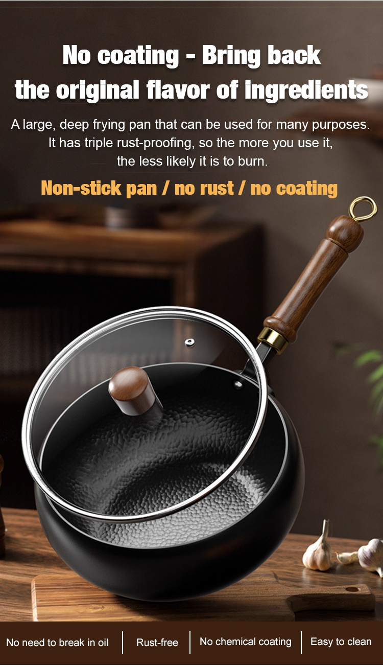 [Pre-seasoned before shipping] Iwate Japan · Hand-forged wrought iron wok