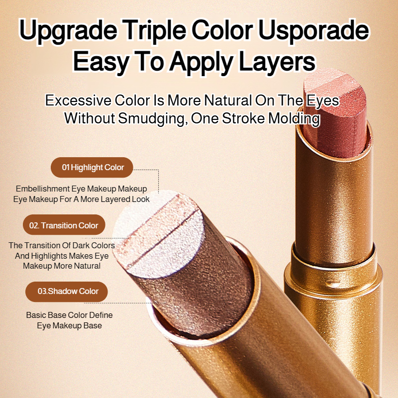 Lazy eyeshadow stick three colors one touch matte earth color concealer light makeup three in one wa