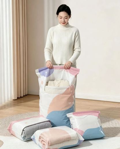 Thickened 3D Vacuum Compression Bag for Quilts, Clothes, and Down Jackets - No Pump Needed, Moisture