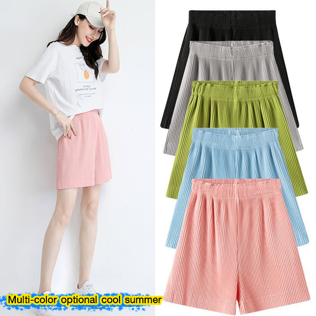 [issey miyake] Pleated Ice Silk Shorts Loose and Thin Pleated Shorts