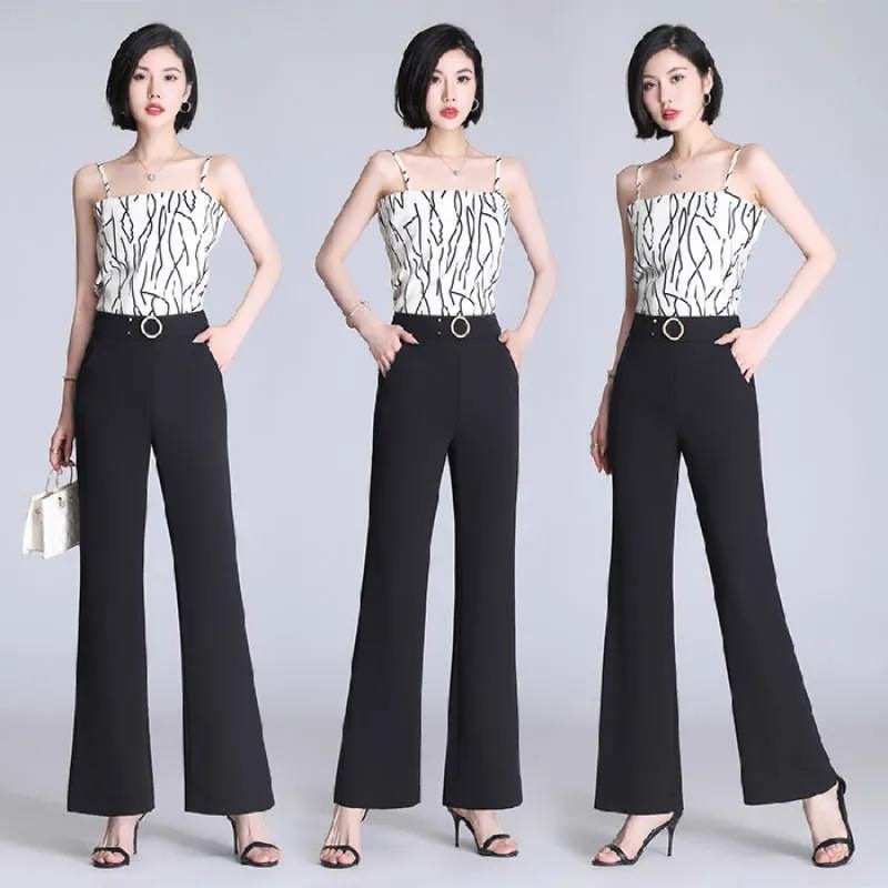 Slender Drapey Ice Silk Wide-Leg Pants 
