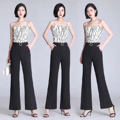 Slender Drapey Ice Silk Wide-Leg Pants 