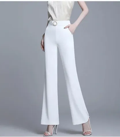 Slender Drapey Ice Silk Wide-Leg Pants 