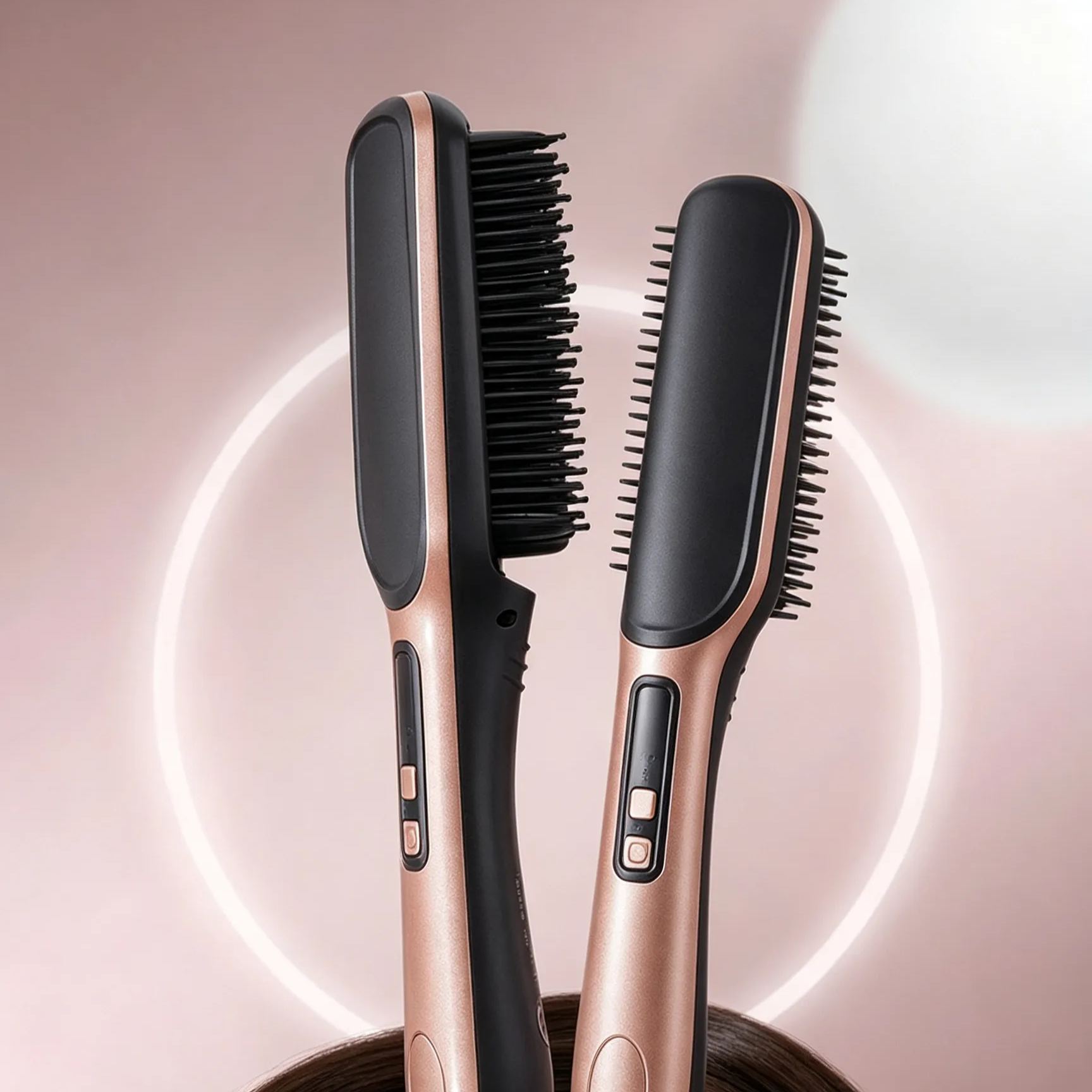 【Salon-grade Straight Hair】Ionic 2-in-1 Straightening Brush
