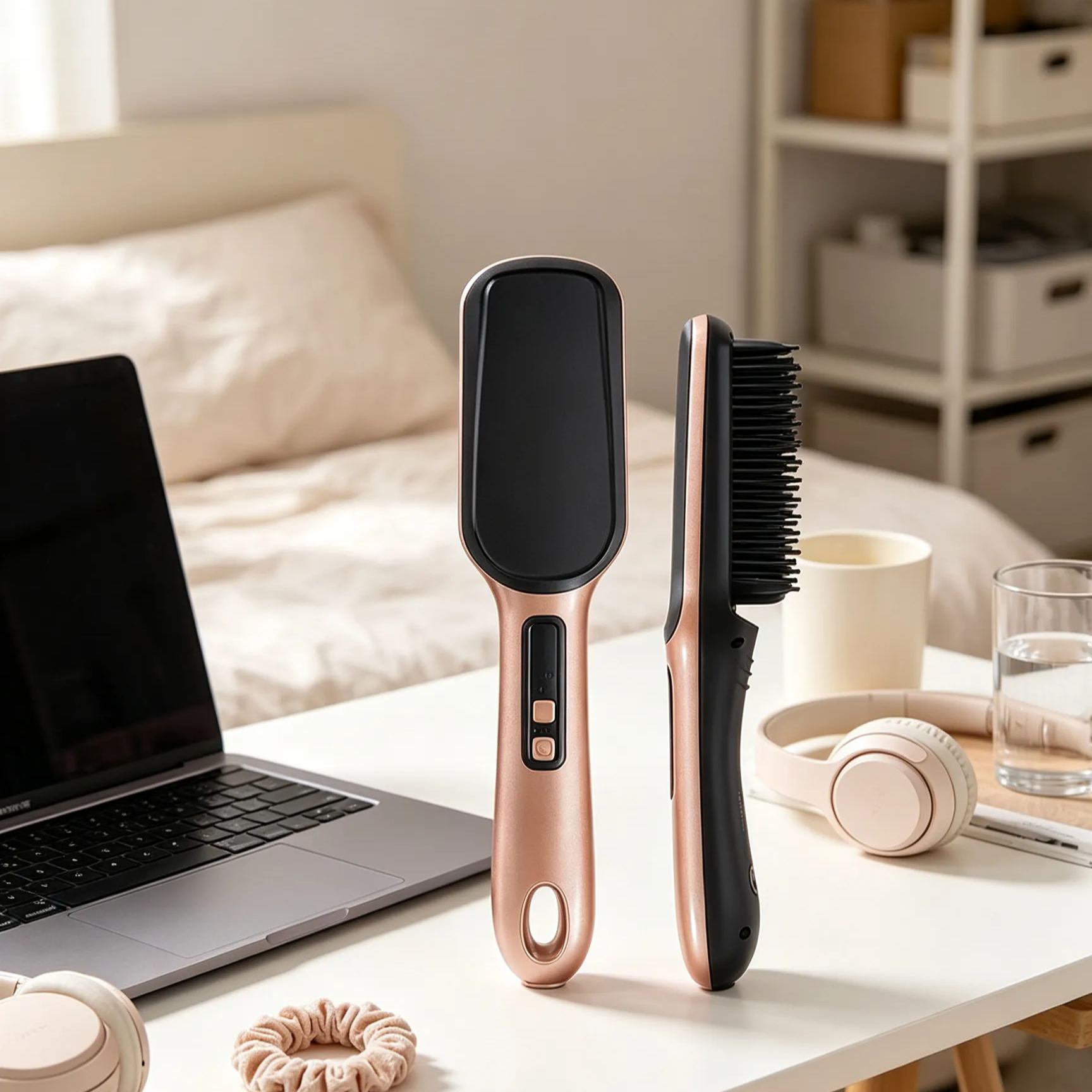 【Salon-grade Straight Hair】Ionic 2-in-1 Straightening Brush