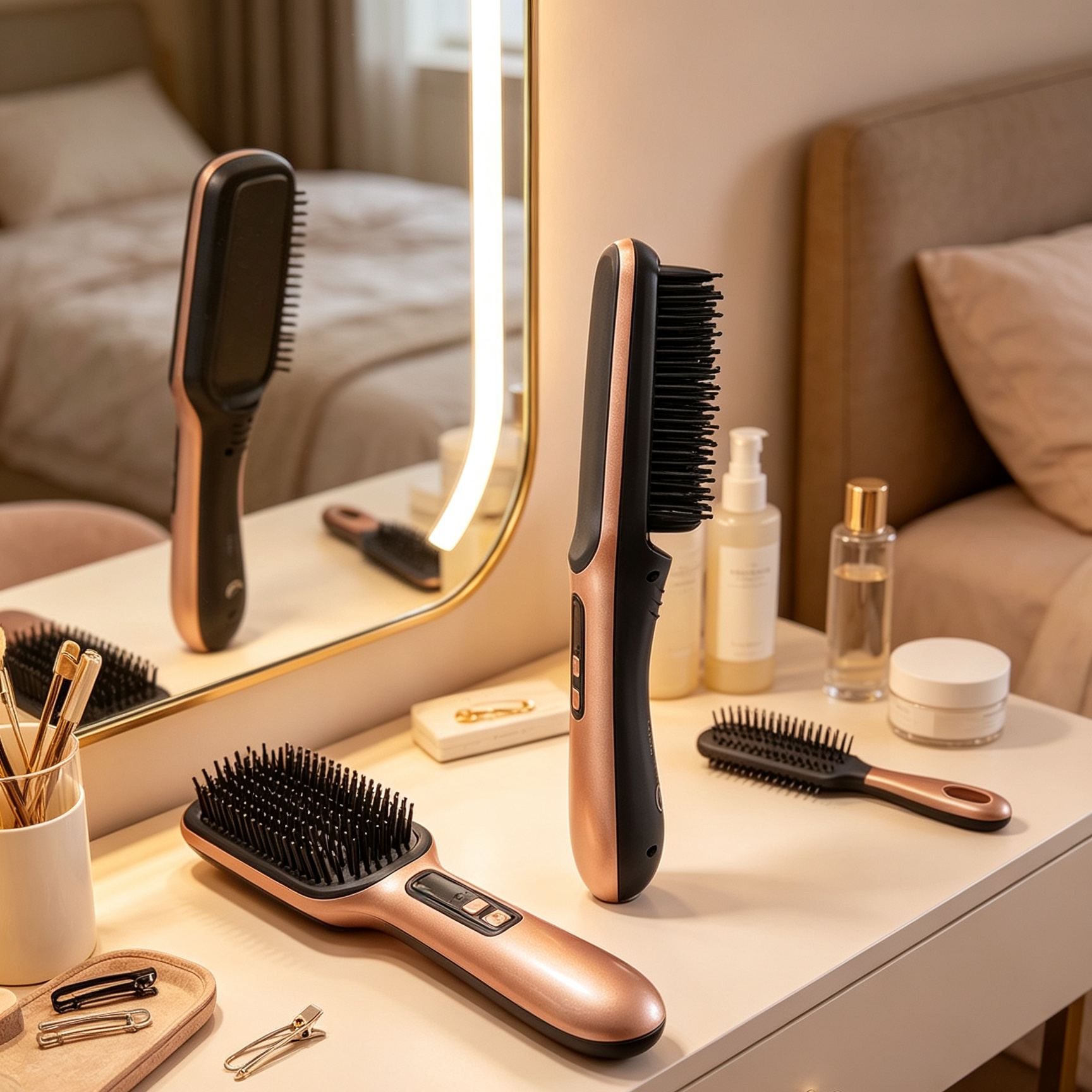 【Salon-grade Straight Hair】Ionic 2-in-1 Straightening Brush
