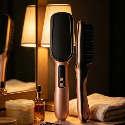【Salon-grade Straight Hair】Ionic 2-in-1 Straightening Brush